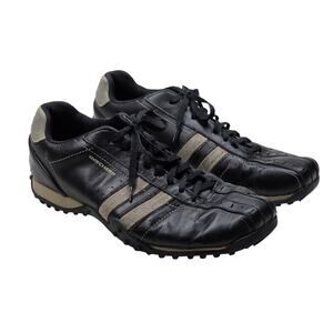 Skechers Urban Track Black Tan Leather Sneakers Men’s Size 9 Casual Comfort